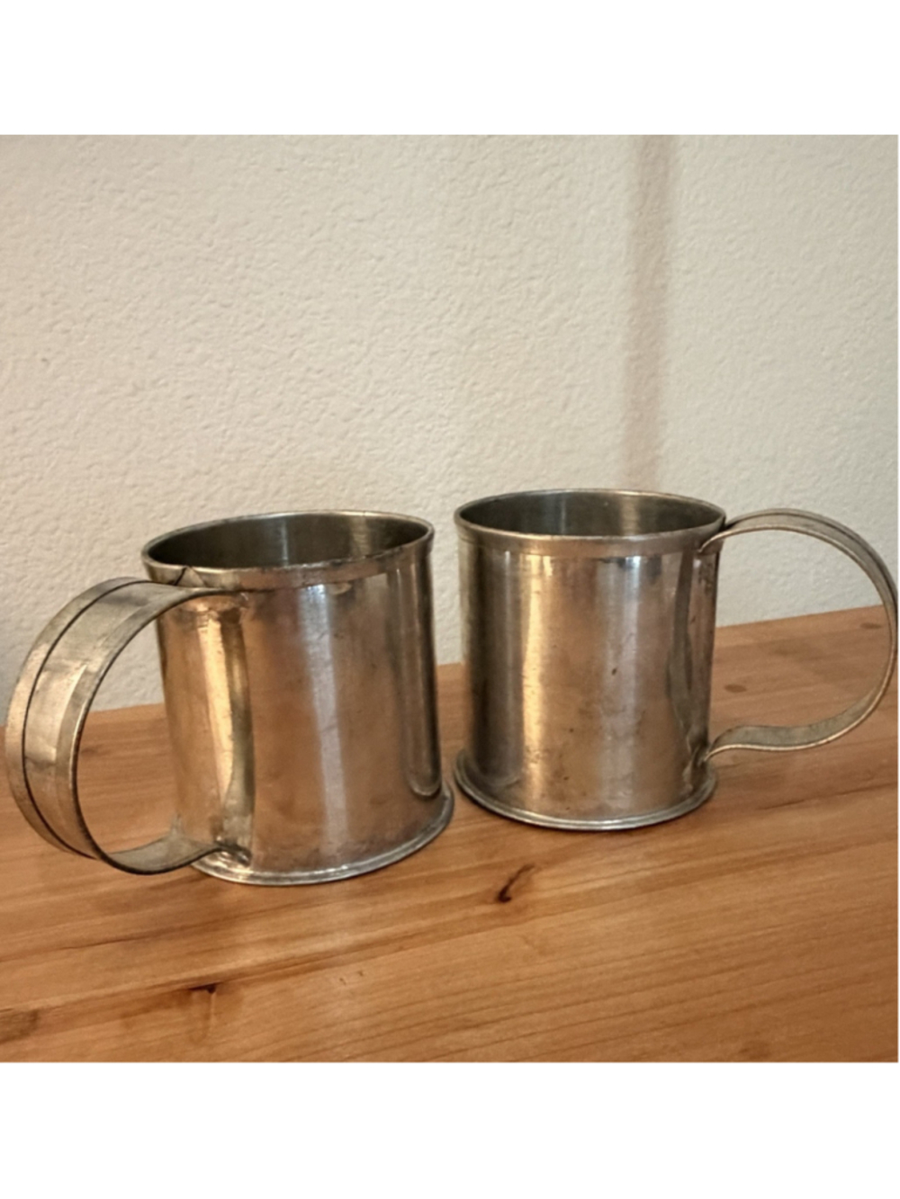 Civil War Reenactment Set Of 2 Tin Cups Collectible B. Cukla Hammer Song